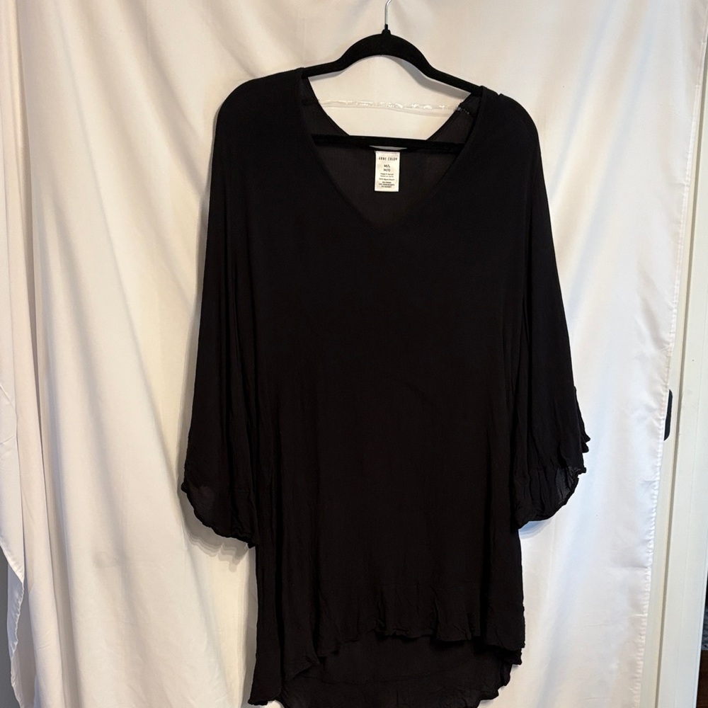 Anne Cole Resortwear Black Swim Coverup V-Neck Tunic SZ M/L
